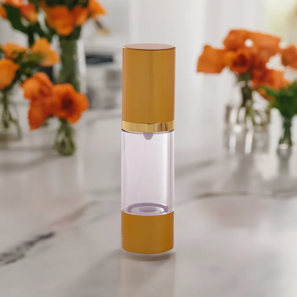 1 oz / 30 ml Gold Refillable Airless Pump Bottle   Travel Bag (2 Pack)