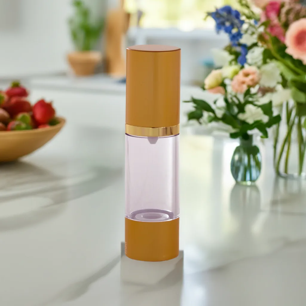 1 oz / 30 ml Gold Refillable Airless Pump Bottle   Travel Bag (2 Pack)
