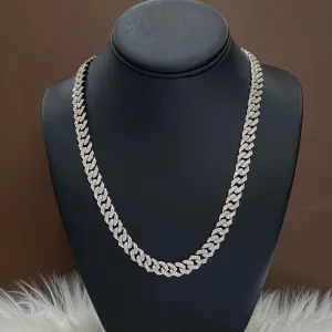 10K White Gold Bustdown Cuban Link Chain 9.82Ct / 94.8gr / 9.6mm / 22in