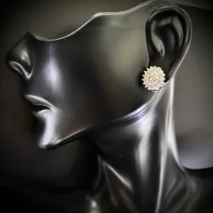 10K White Gold Diamond Circle Stud Earrings 0.85Ct / 2gr