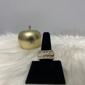10K White-Yellow Gold Diamond Last Supper Ring 0.30Ct Dia / 8.5gr / Size 9