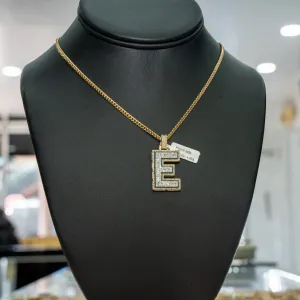 10K Yellow Gold Letter E Pendant With Diamond 1.05Ct / 6.2gr