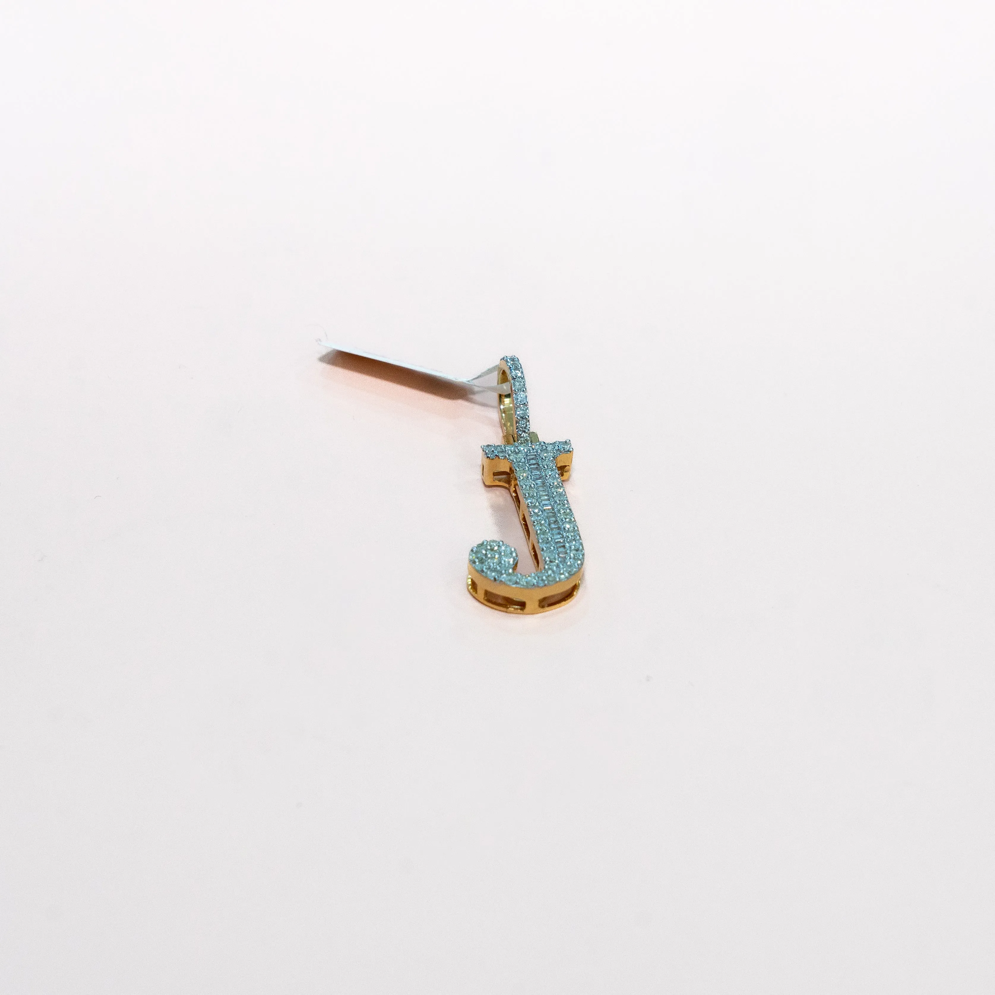 10K Yellow Gold Letter J Pendant With Diamond 1.17Ct / 4.7gr
