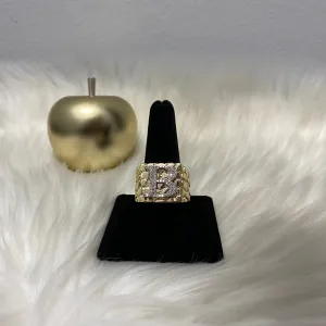 10K Yellow Gold Nugget Letter B Ring 0.56Ct Dia / 13.3gr / Size 11