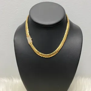 10K Yellow Gold Prong Links Diamond Sleek Lock / 41.6gr / 7.4mm / 14in
