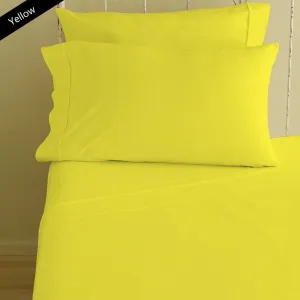 12 Inch Pocket Fitted Sheet Yellow 1000TC Egyptian Cotton