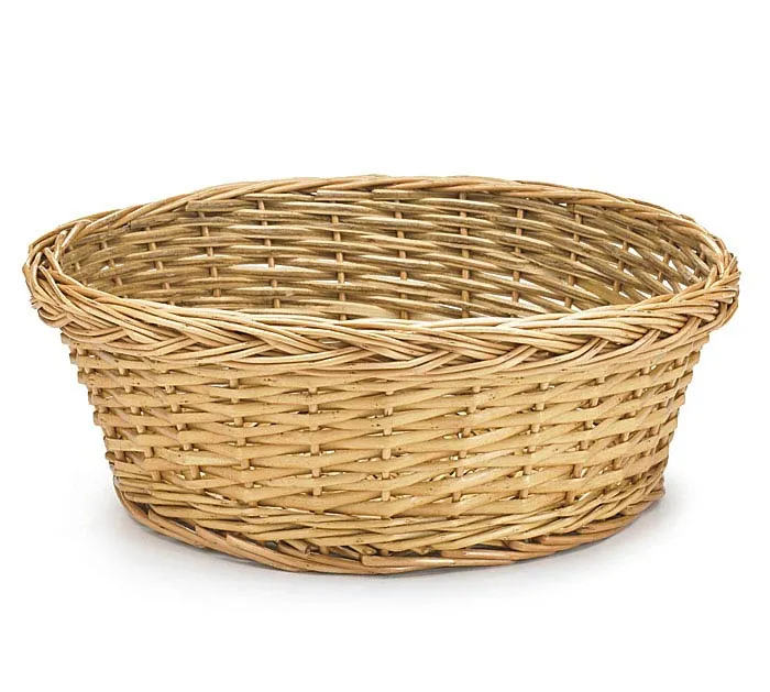 12" Light Stain Round Willow Basket