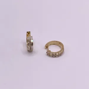 14K Yellow Gold Diamon Luxury Hoop Earrings 0.97Ct / 3.7gr