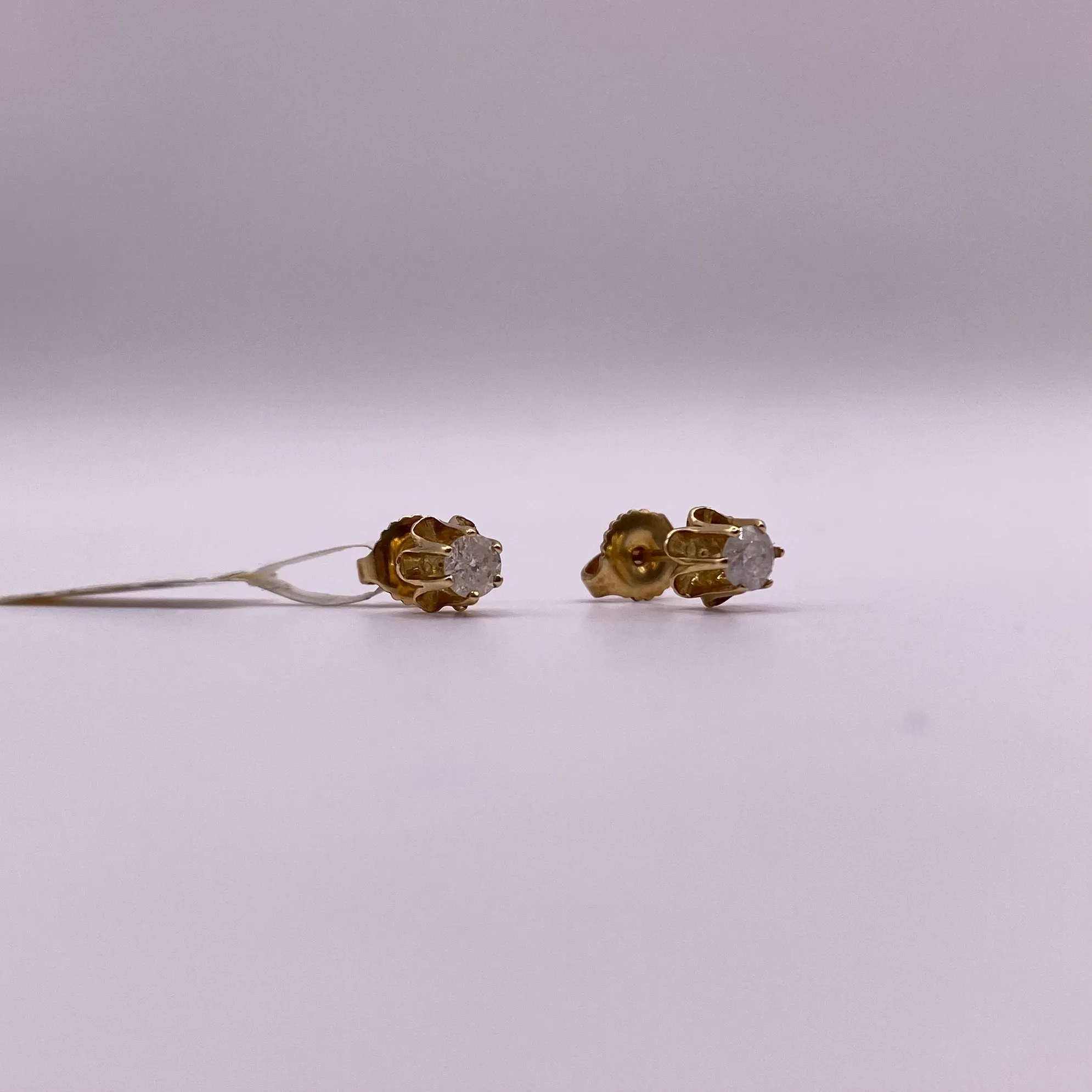 14K Yellow Gold Diamond Women Stud Earrings 1.4Ct / 1.4gr