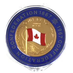 1867-1967 Canada's Own Flag/Centennial Enamelled with holder (yellow colour) Scarce!