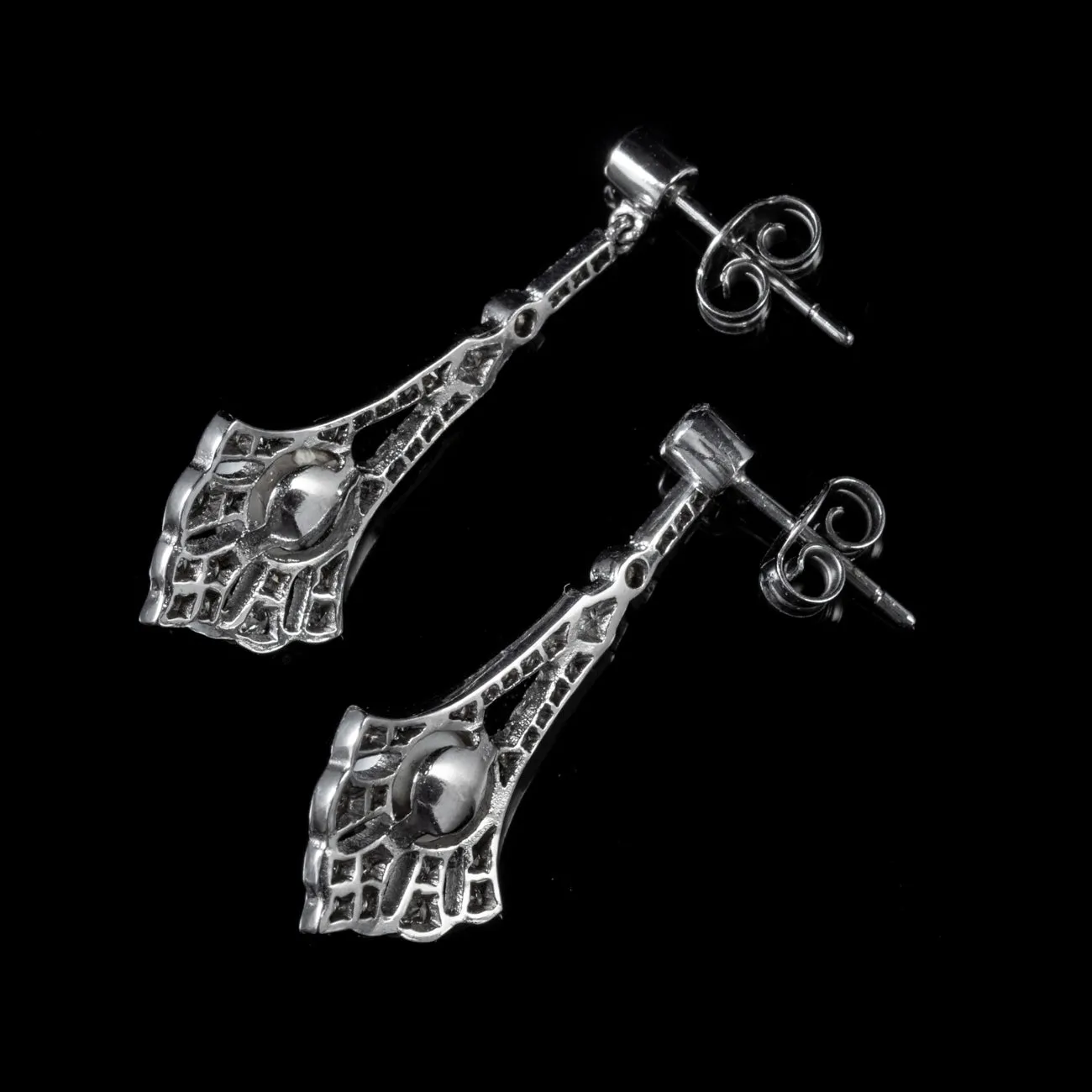 2Ct Diamond Pearl Drop Earrings 9Ct White Gold