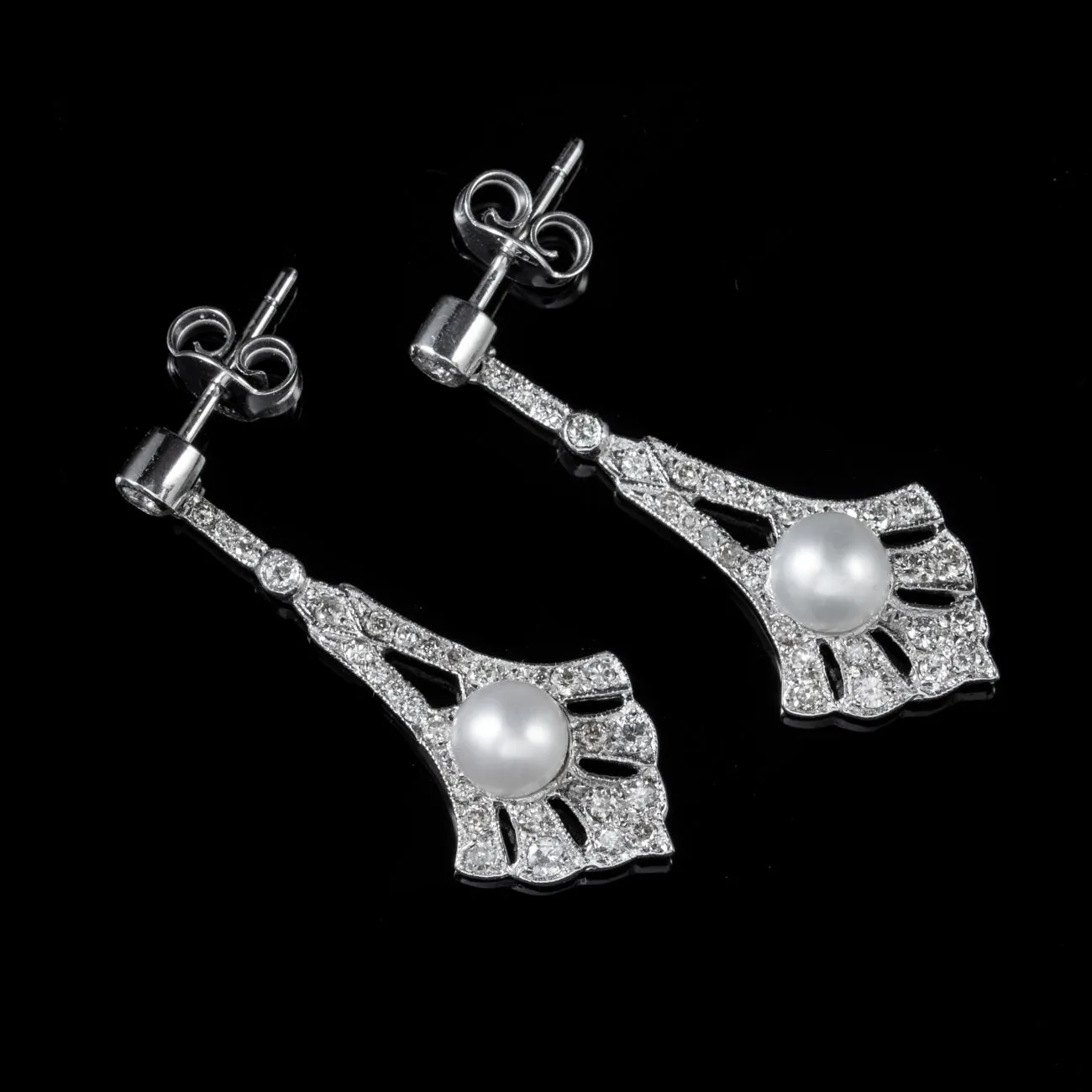 2Ct Diamond Pearl Drop Earrings 9Ct White Gold