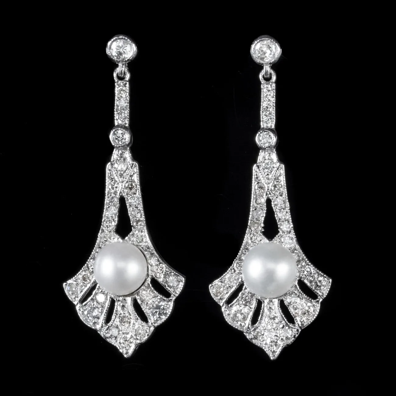 2Ct Diamond Pearl Drop Earrings 9Ct White Gold