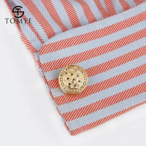 2pcs Men's Cufflin Luxury Crystal High Quality French Tuxedo Formal Shirt Business Gifts Gold Cuff Links Jewelry XK18S002