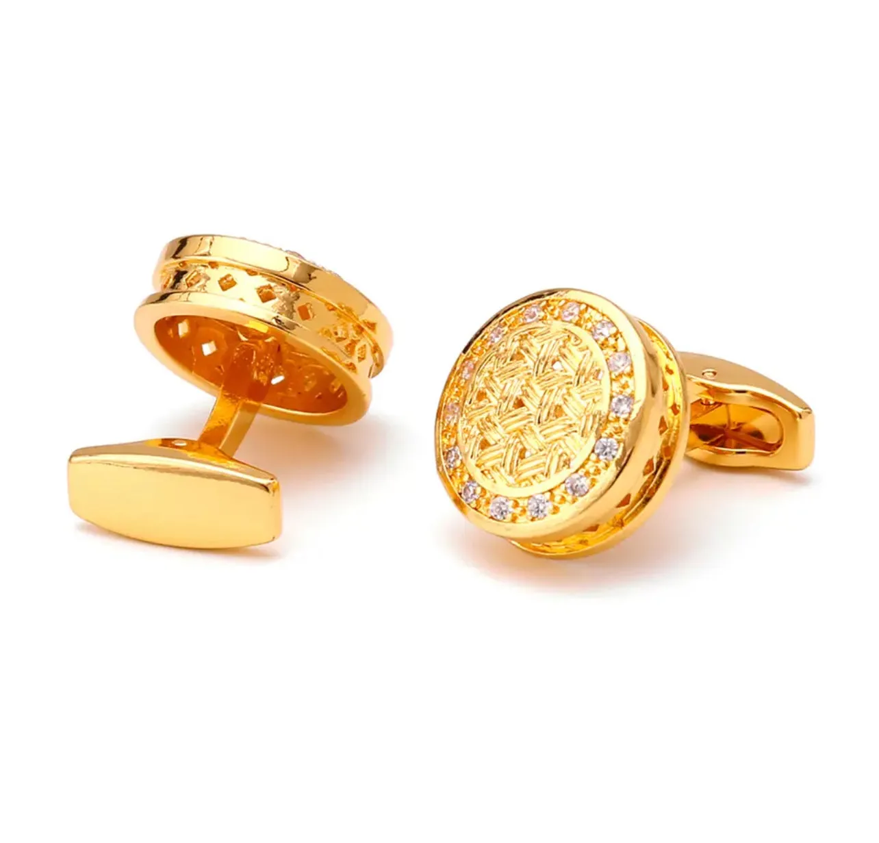 2pcs Men's Cufflin Luxury Crystal High Quality French Tuxedo Formal Shirt Business Gifts Gold Cuff Links Jewelry XK18S002