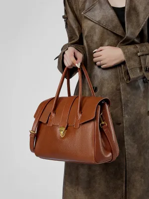 30CM leather hand-held vegetable tanned large capacity tote bag for women 2910 light Brown