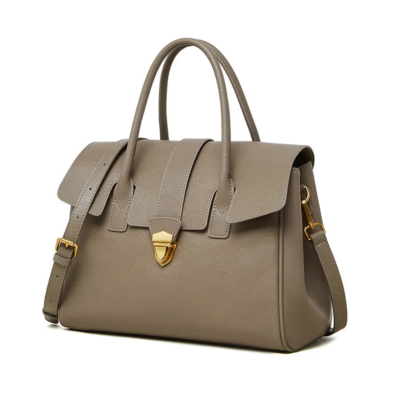 30CM leather hand-held vegetable tanned large capacity tote bag for women 2910 light Brown
