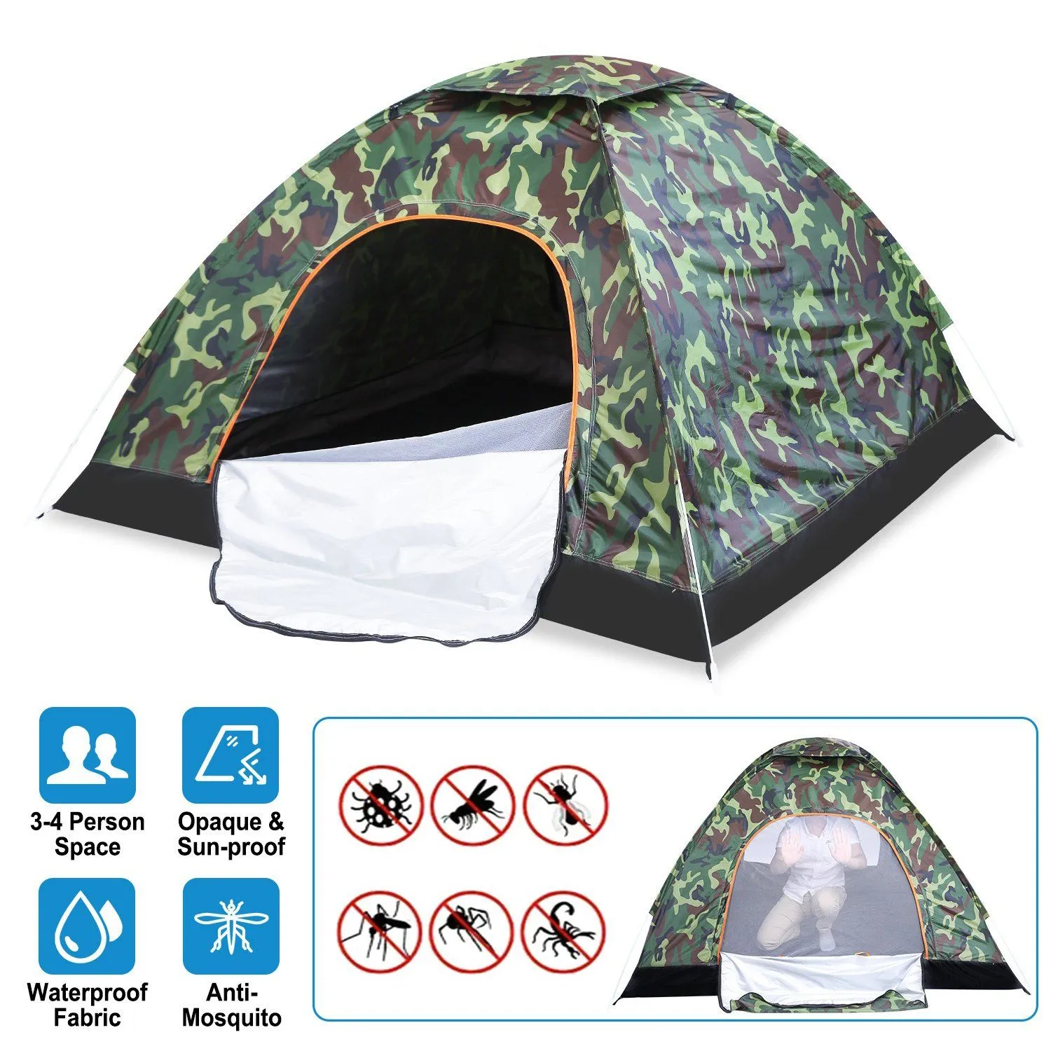 3/4 Person Instant Pop Up Dome Tent