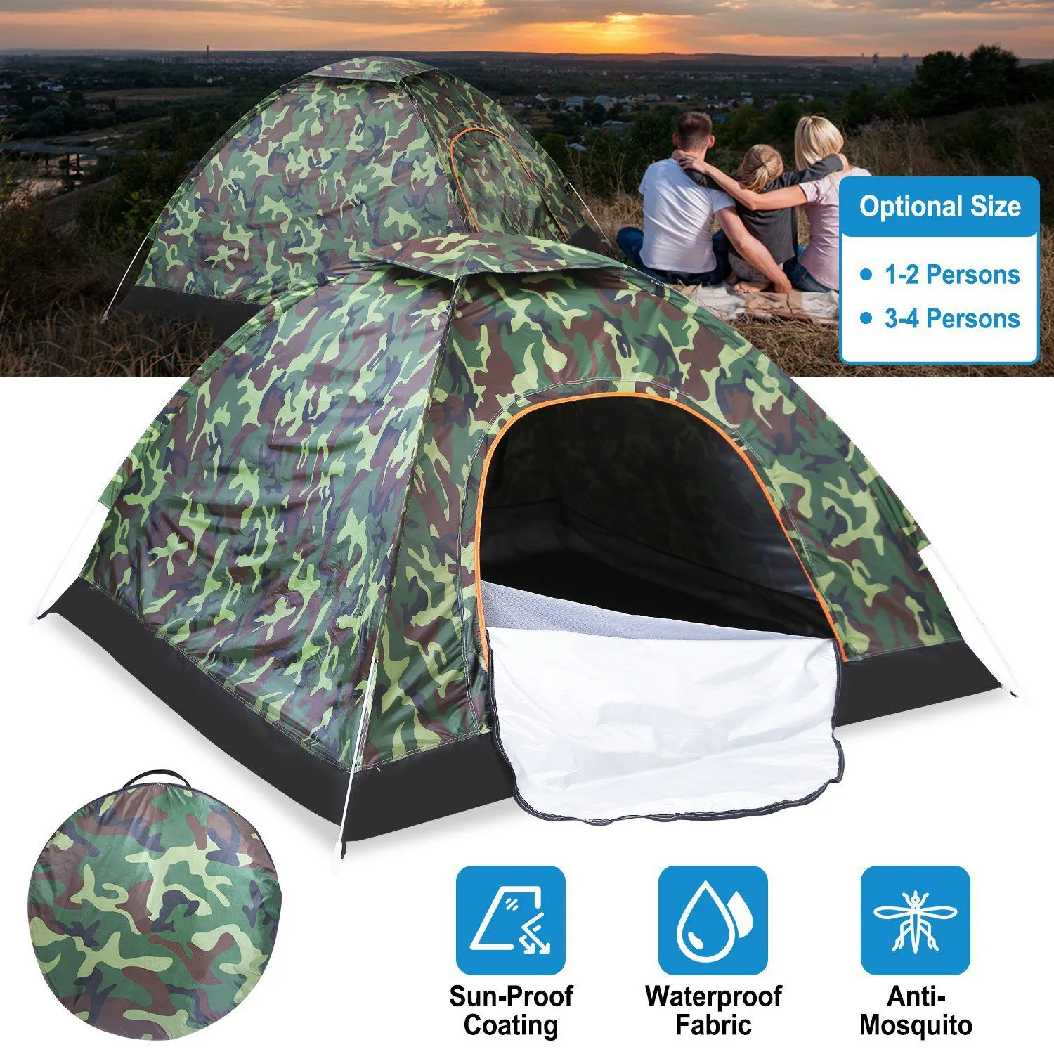 3/4 Person Instant Pop Up Dome Tent