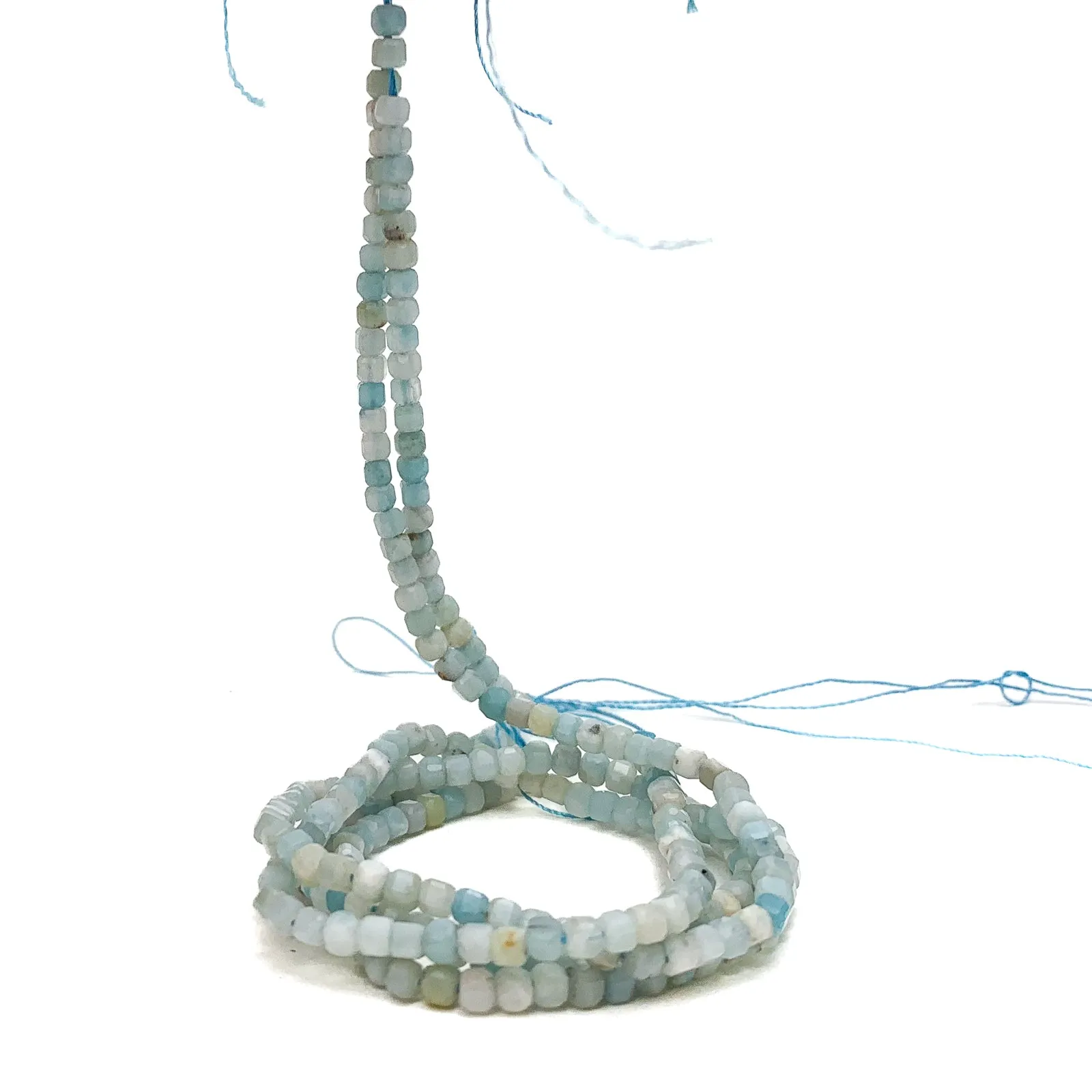 Amazonite 3mm Faceted Cubes Bead Strand