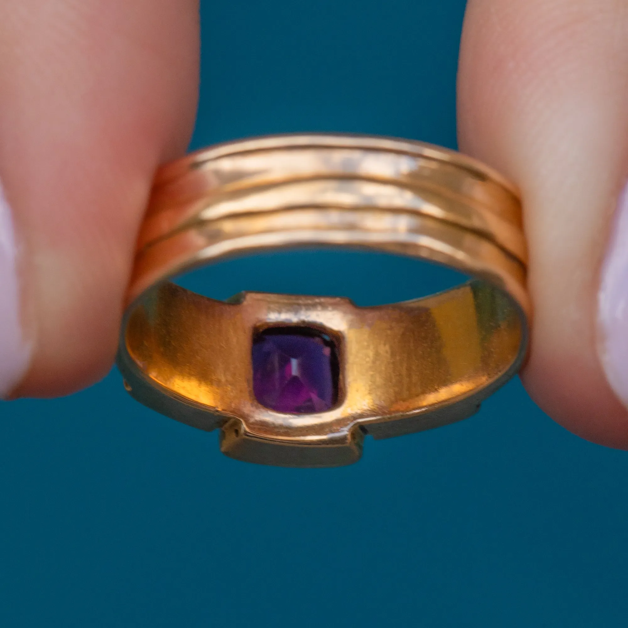 Antique 15ct Gold Garnet Pearl Ring c.1886