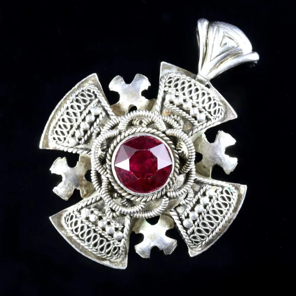 Antique Scottish Red Paste Pendant Celtic Circa 1900