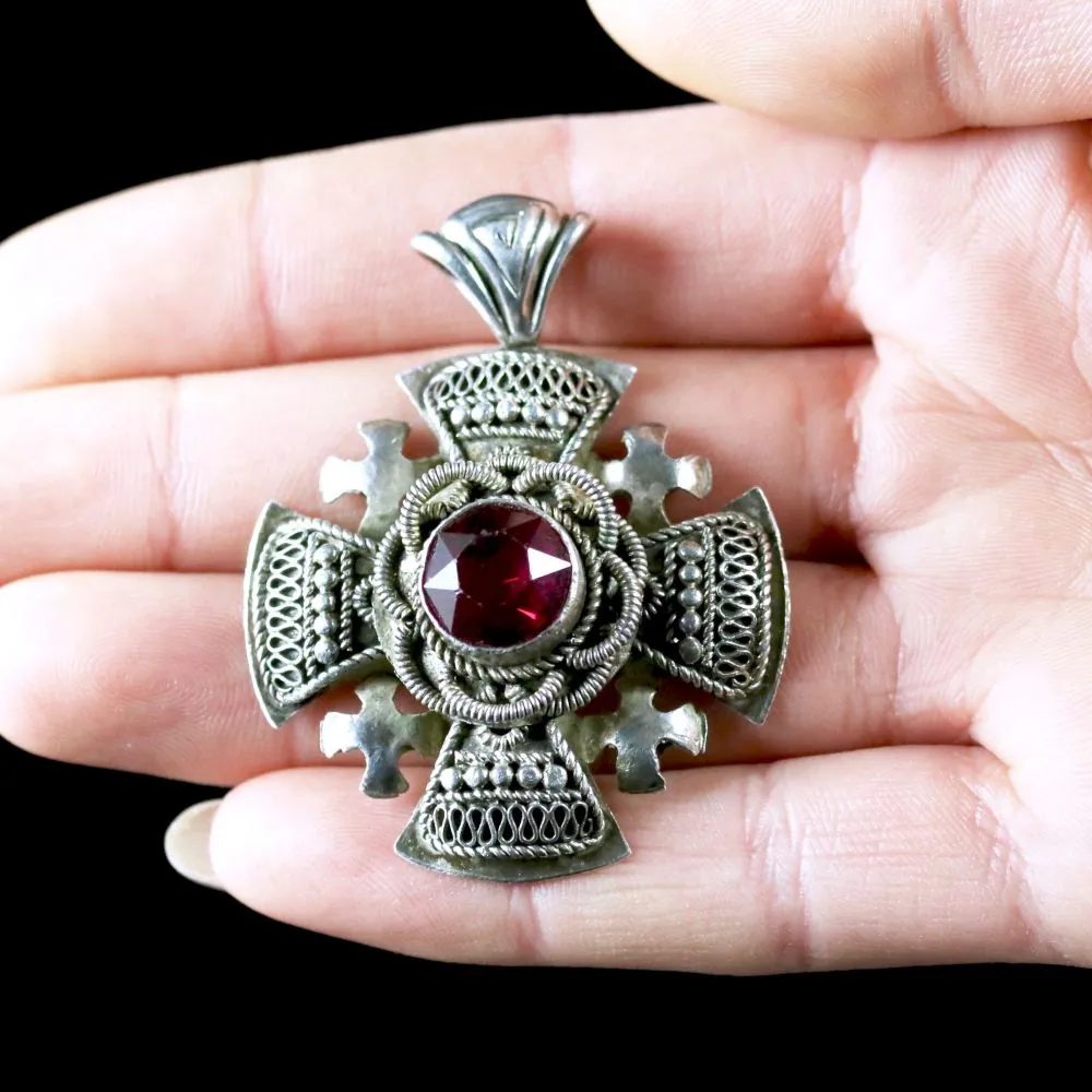 Antique Scottish Red Paste Pendant Celtic Circa 1900