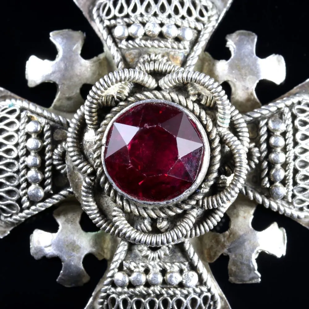 Antique Scottish Red Paste Pendant Celtic Circa 1900