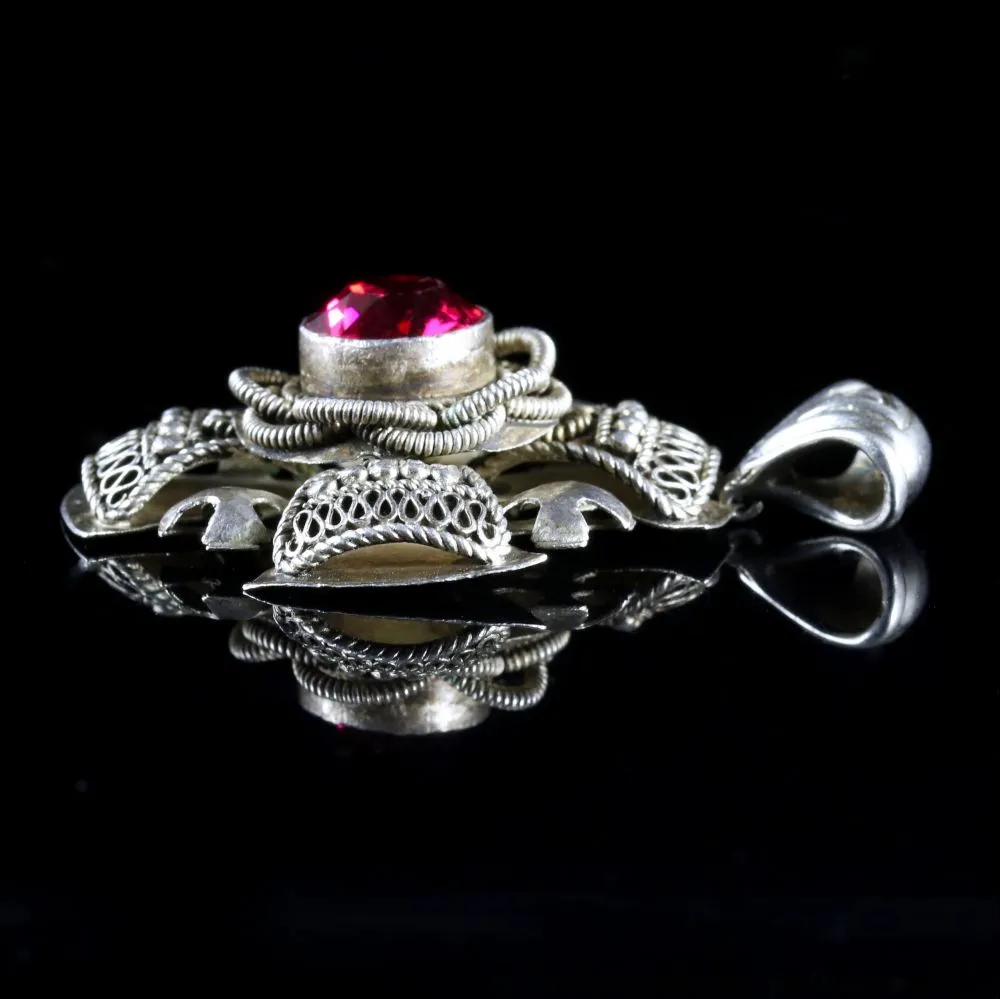 Antique Scottish Red Paste Pendant Celtic Circa 1900