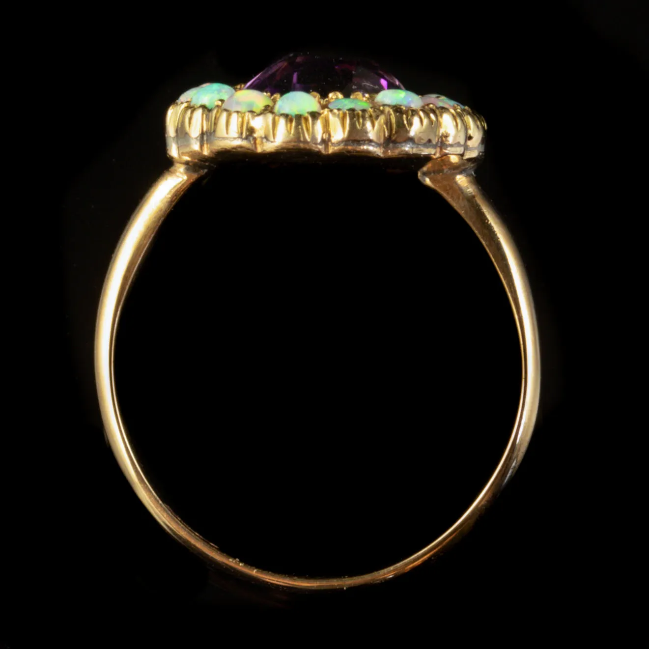 Antique Victorian Amethyst Opal Cluster Ring 9ct Gold Circa 1900