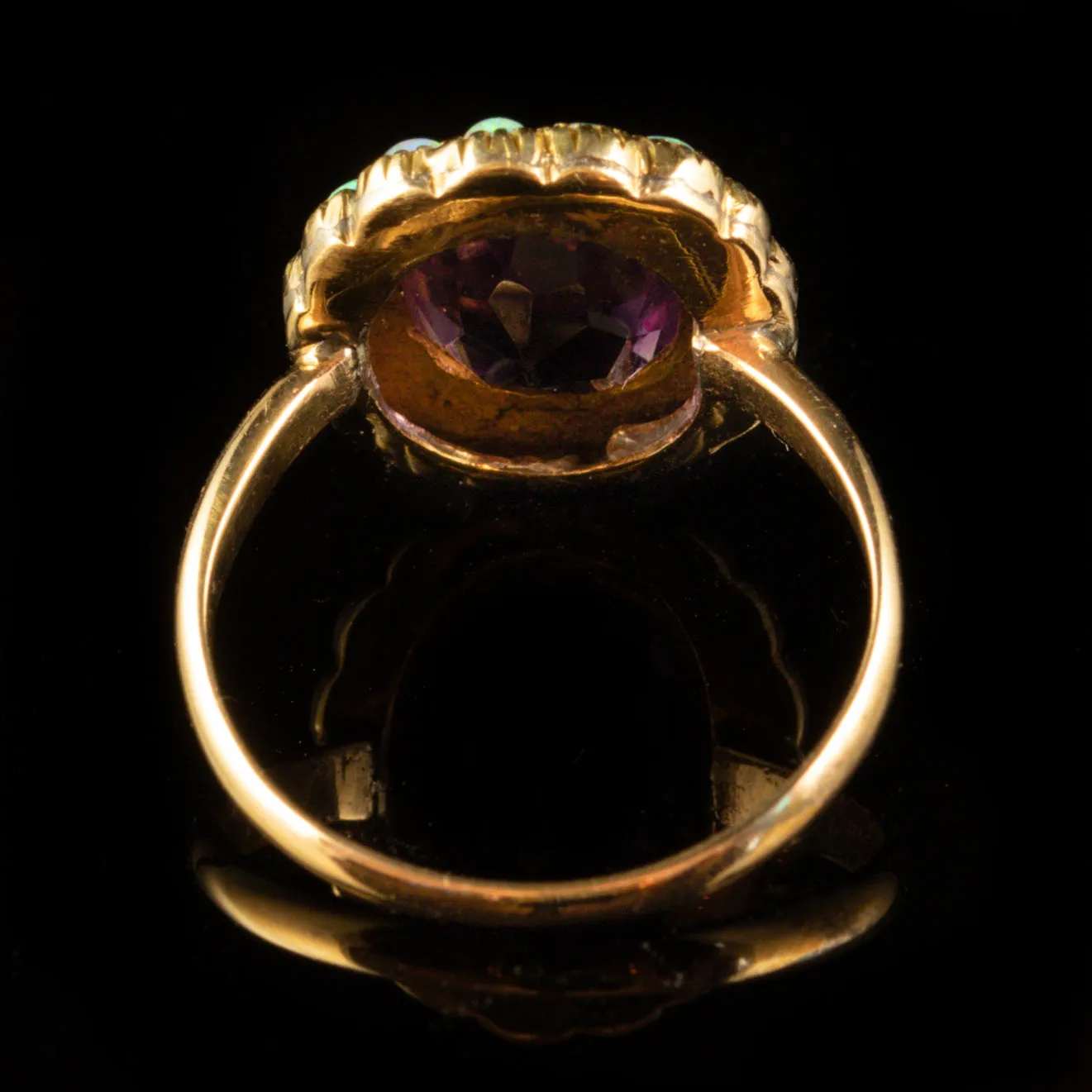 Antique Victorian Amethyst Opal Cluster Ring 9ct Gold Circa 1900