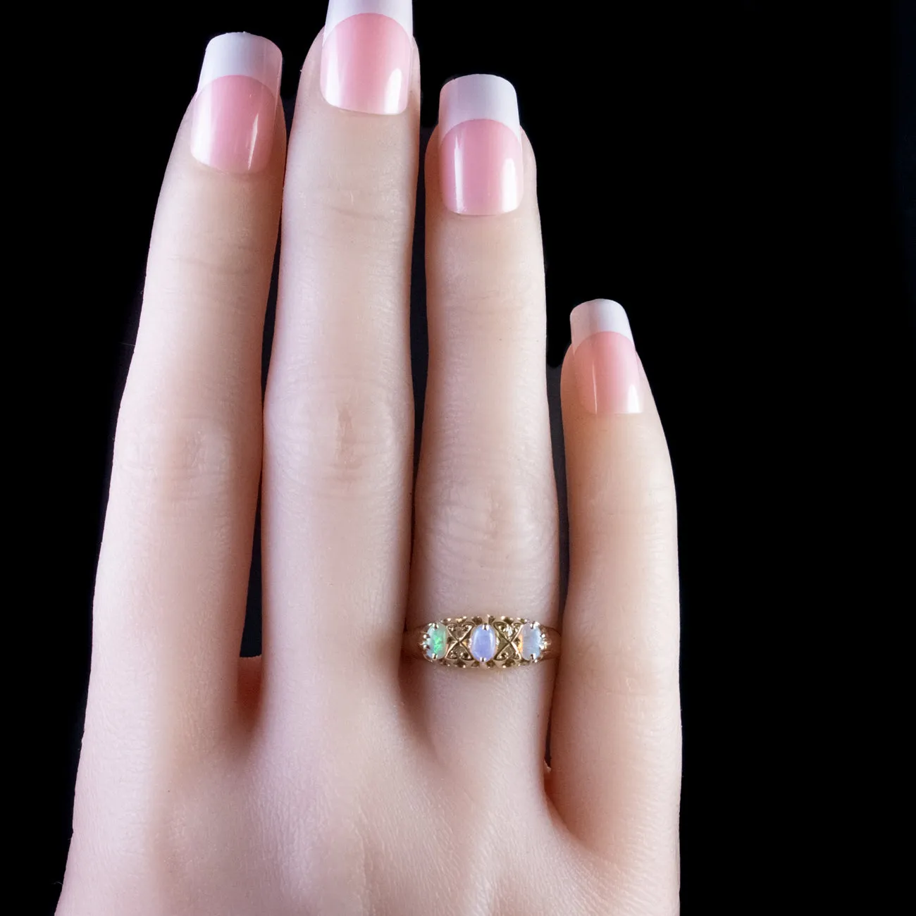 Antique Victorian Opal Diamond Ring 18Ct Yellow Gold Circa 1900