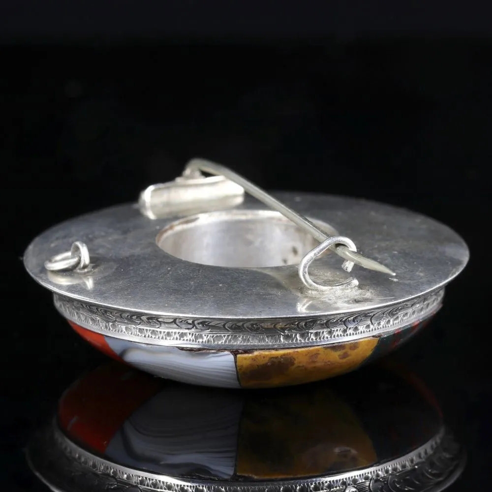Antique Victorian Scottish Agate Brooch Circa 1860
