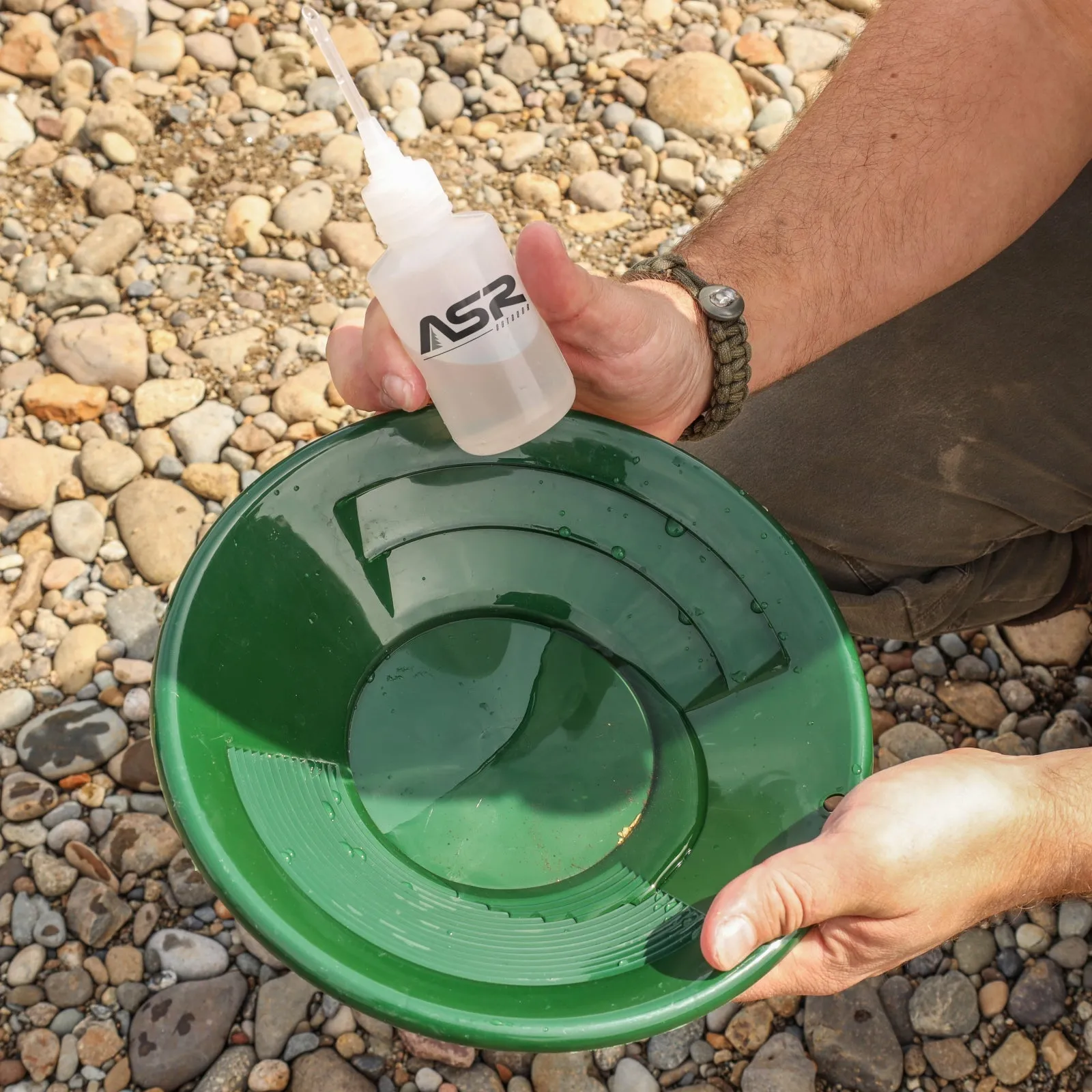 ASR Outdoor X Pan for Gold with Bobby Bo 3oz Beginner Paydirt Gold Panning Kit, 6pc