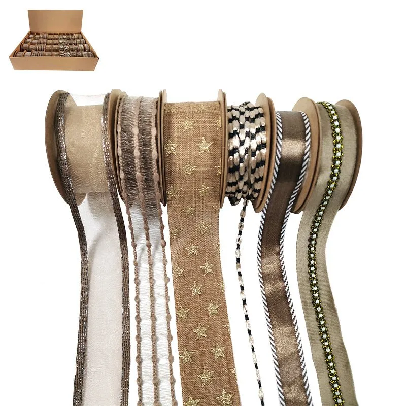 Assorted Christmas Luxury Taupe Mix Ribbon - 2m