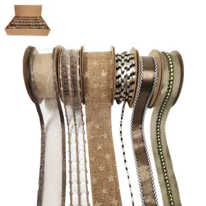 Assorted Christmas Luxury Taupe Mix Ribbon - 2m