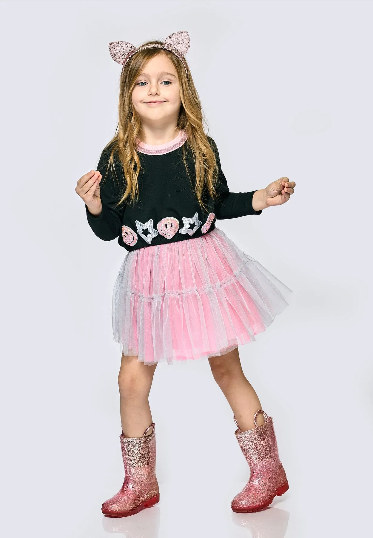 Baby l Toddler l Little Girl’s Happy Emoji Star Twofer Dress