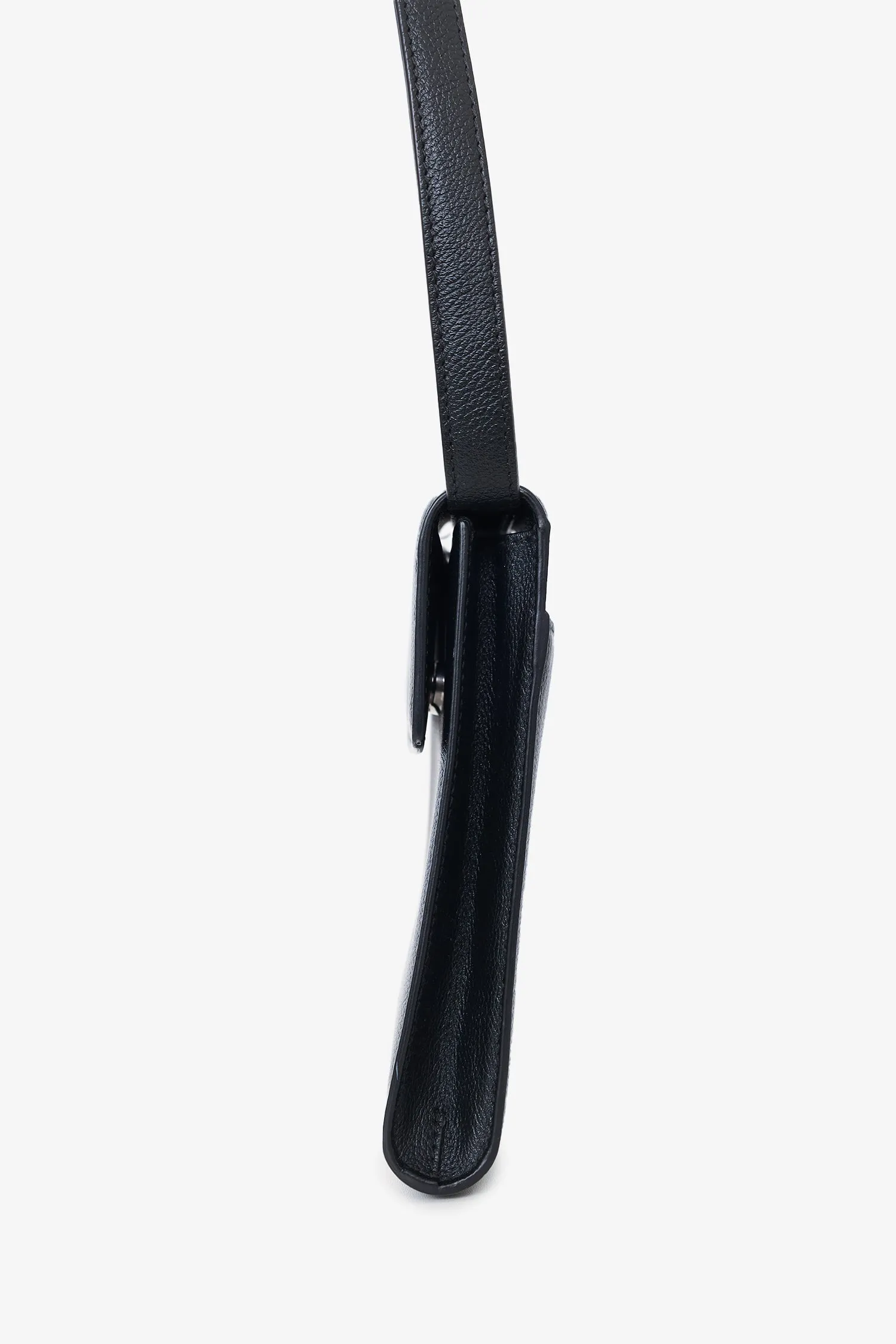 Balenciaga Black Leather Ghost Phone Holder Shoulder Bag