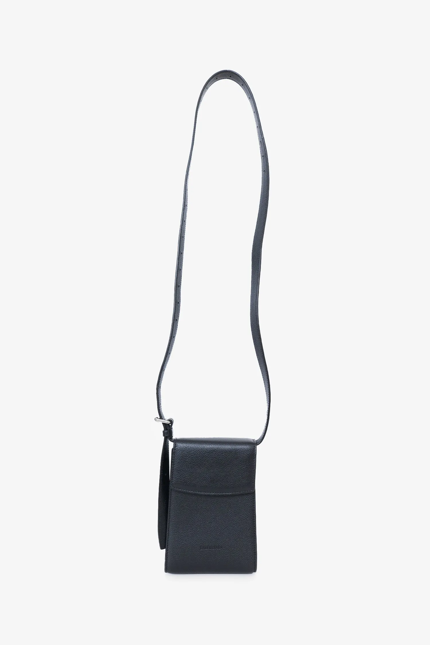 Balenciaga Black Leather Ghost Phone Holder Shoulder Bag