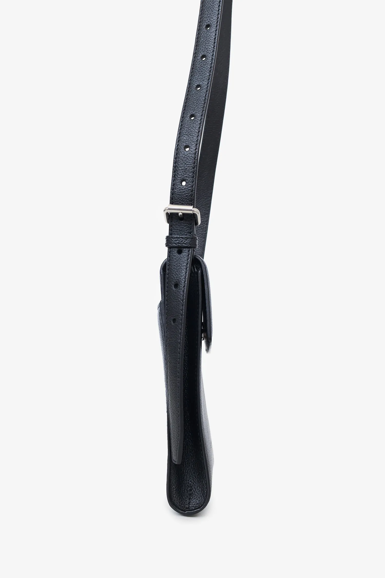 Balenciaga Black Leather Ghost Phone Holder Shoulder Bag