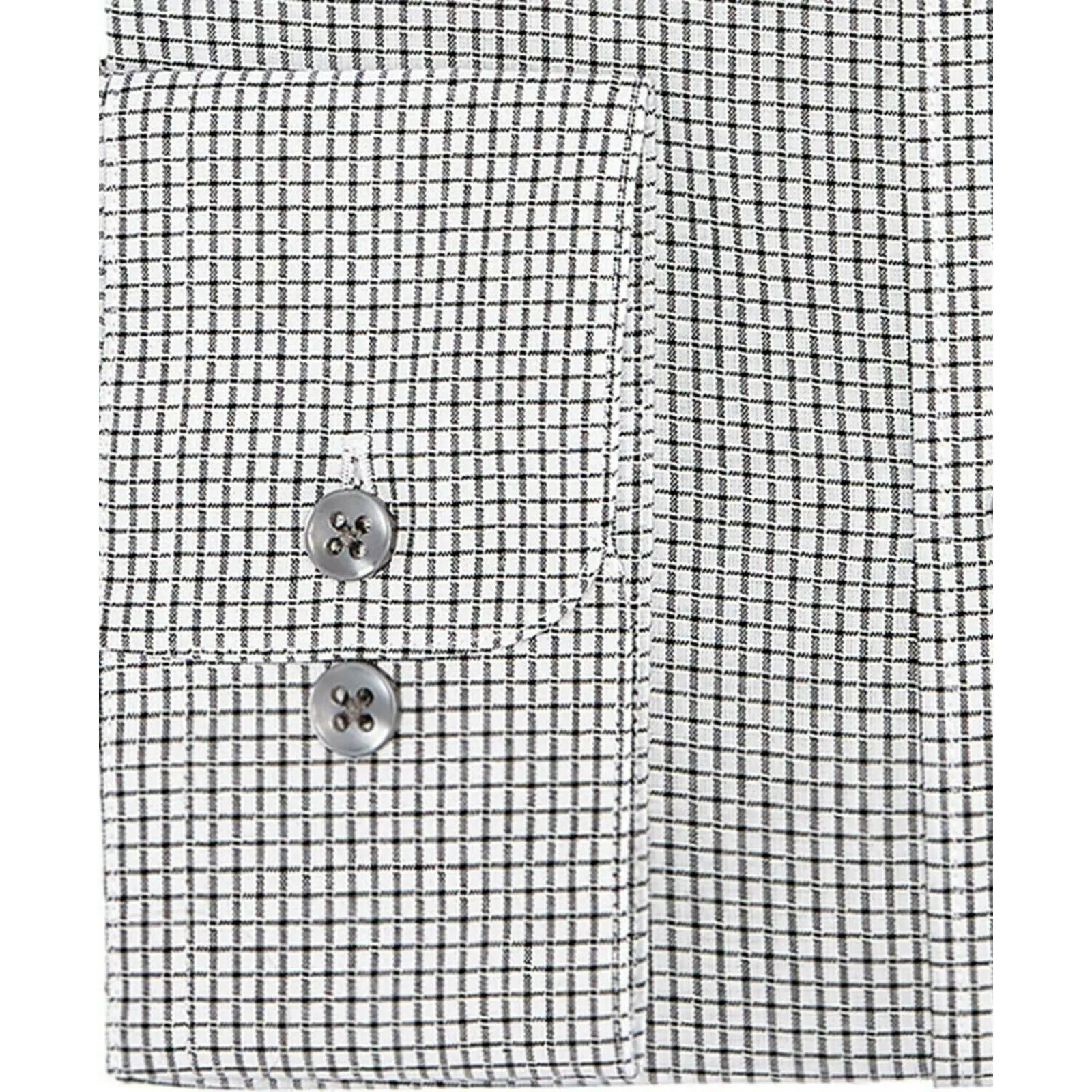 BAR III MEN'S SLIM FIT STRETCH DRESS SHIRT CHECK BLACK WHITE SM (14-14.5/32) NWT
