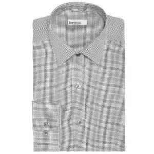 BAR III MEN'S SLIM FIT STRETCH DRESS SHIRT CHECK BLACK WHITE SM (14-14.5/32) NWT