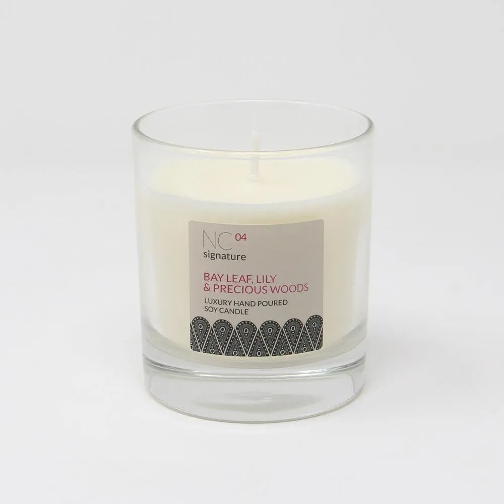 Bay Leaf, Lily & Precious Woods Candle in a Glass Jar