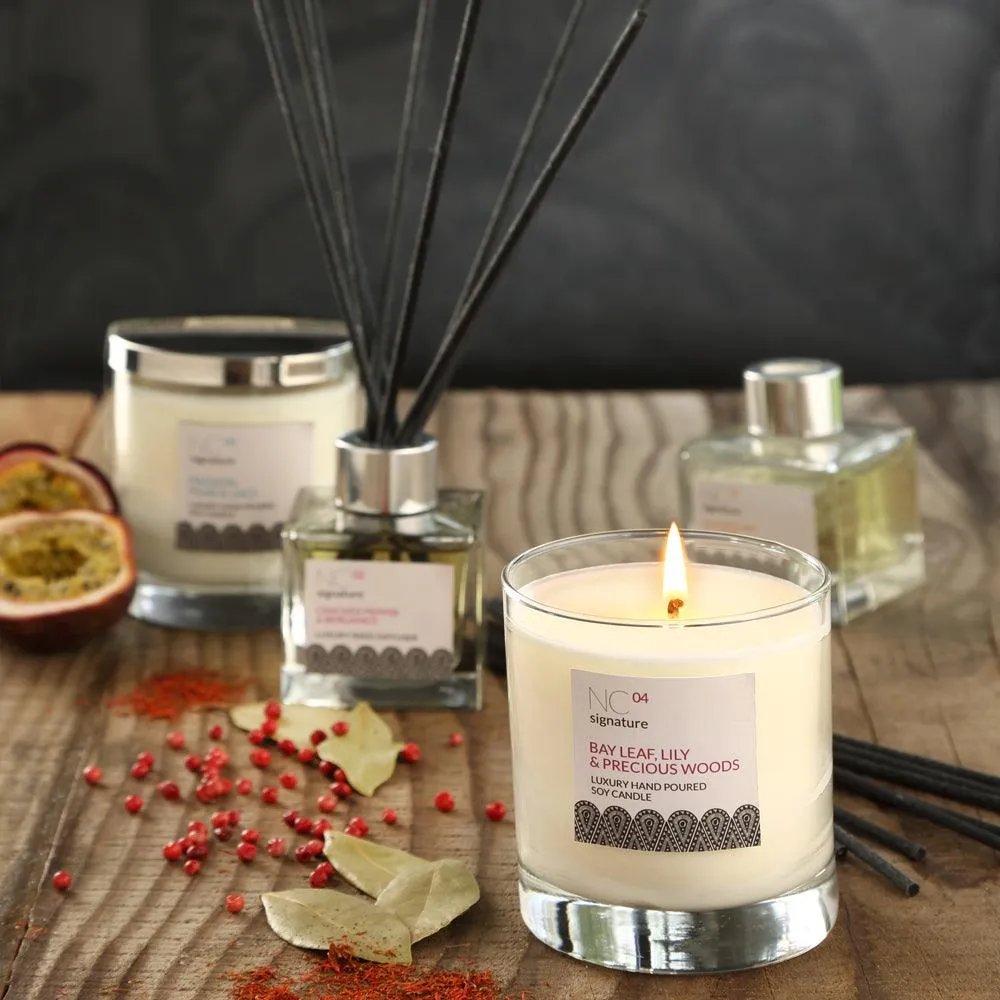 Bay Leaf, Lily & Precious Woods Candle in a Glass Jar