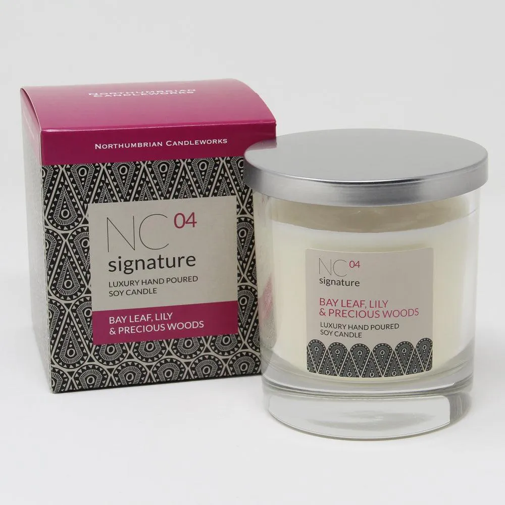 Bay Leaf, Lily & Precious Woods Candle in a Glass Jar