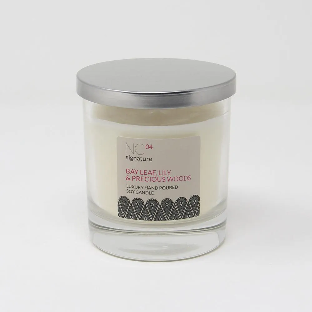 Bay Leaf, Lily & Precious Woods Candle in a Glass Jar