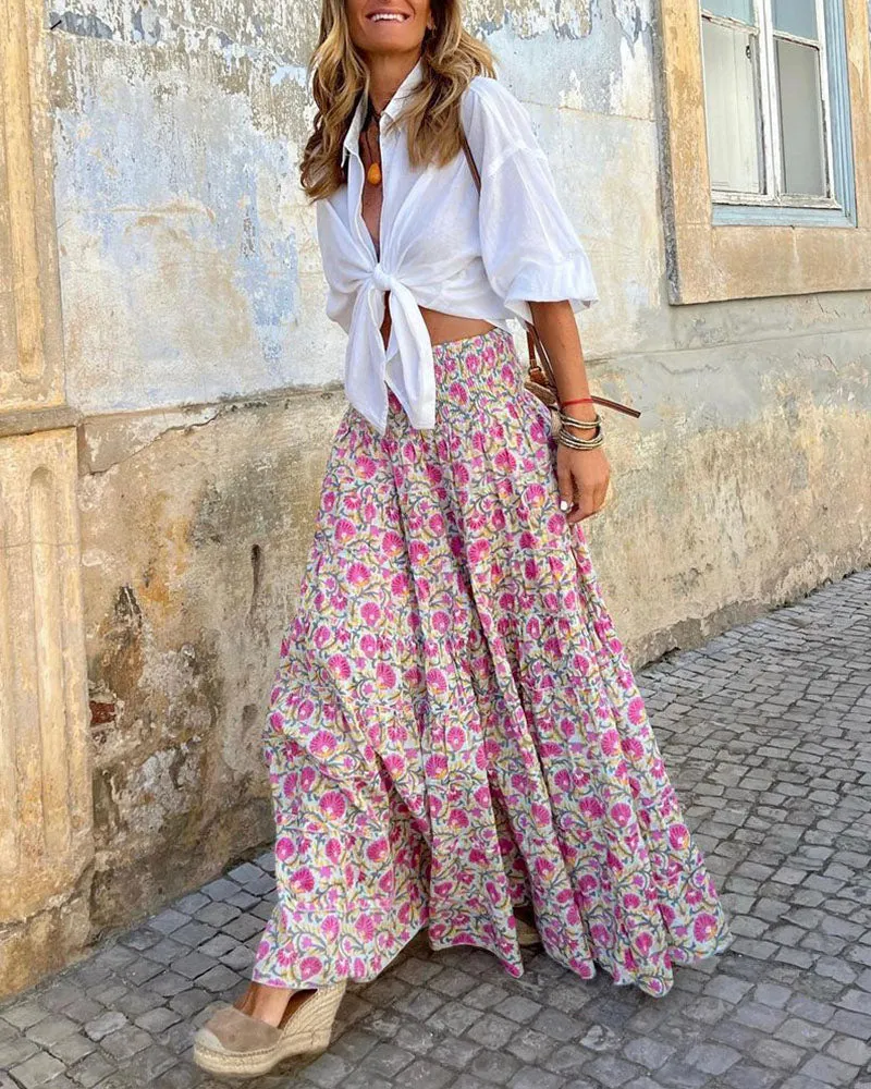 Beach Vacation Casual Printed Skirt