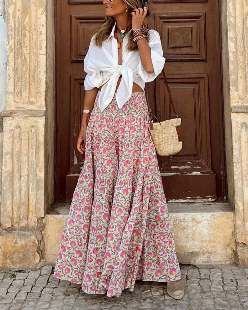 Beach Vacation Casual Printed Skirt