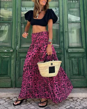 Beach Vacation Casual Printed Skirt