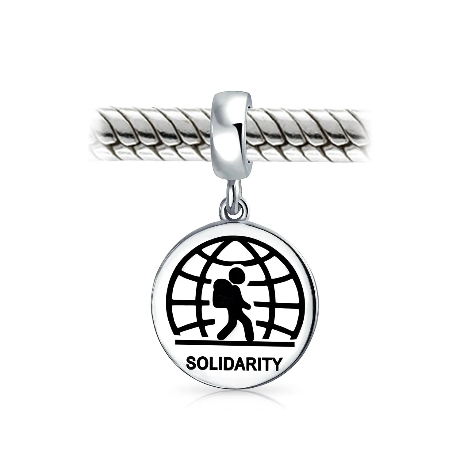 Bead Charm Solidarity Travel Diversity Immigrants Helping Hands Support Silver